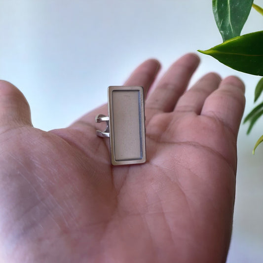 Silver 25mm Rectangle Ring Base - ClartStudios - Polymer clay Jewellery