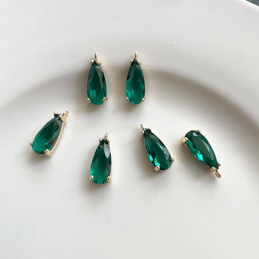Green Drop Glass Crystal (18mm * 0.6mm) - ClartStudios - Polymer clay Jewellery