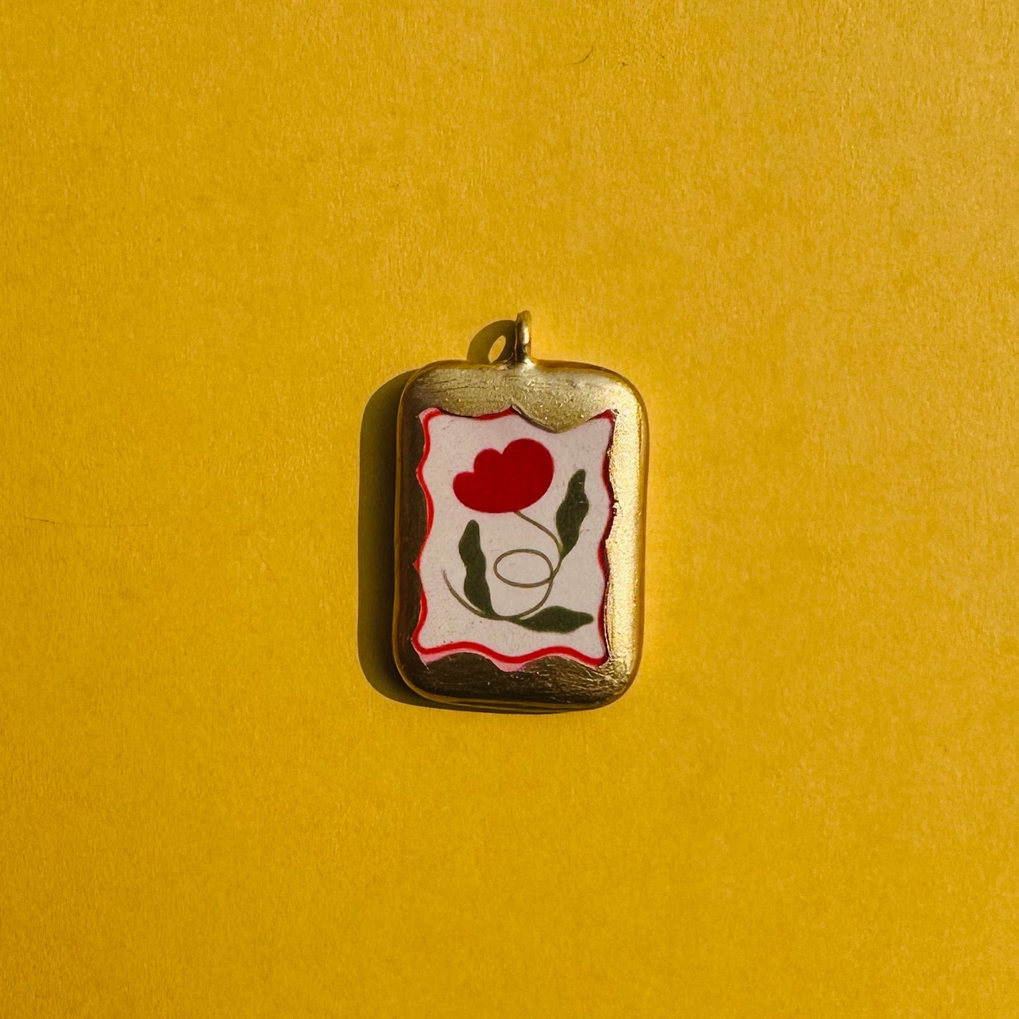 PO14-Golden Framed Flower - Cold Porcelain Charms Pendant (Dispatch in 7-9 Days) - ClartStudios - Polymer clay Jewellery