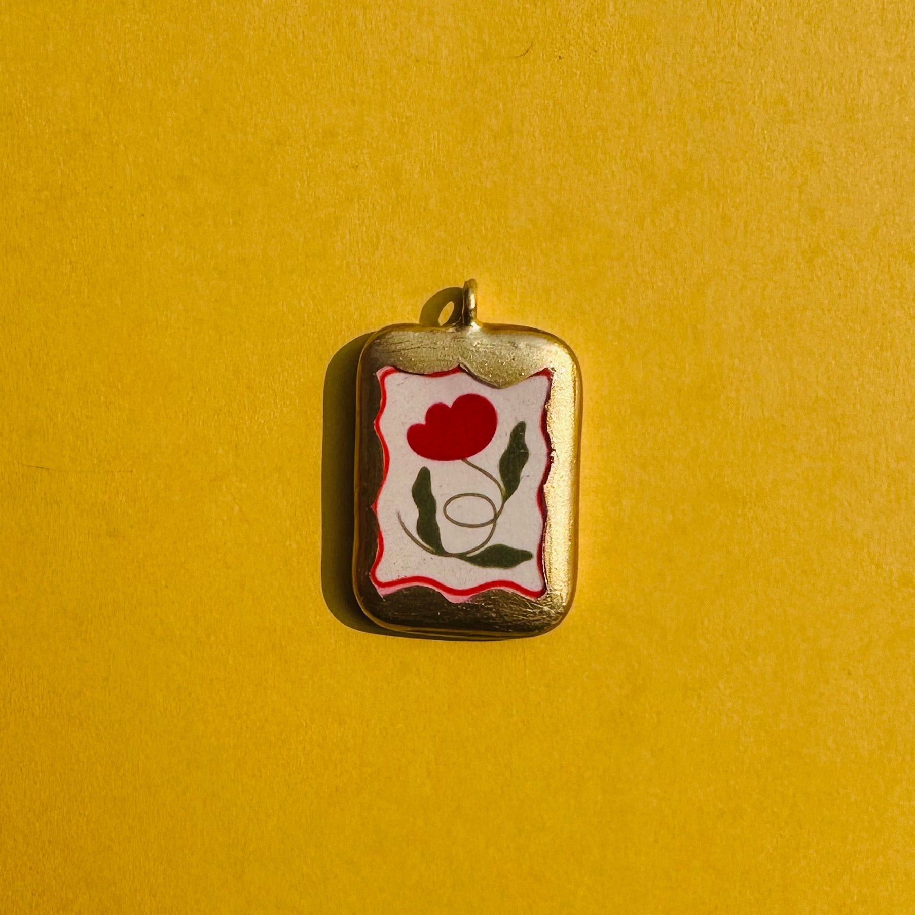 PO14-Golden Framed Flower - Cold Porcelain Charms Pendant (Dispatch in 7-9 Days) - ClartStudios - Polymer clay Jewellery
