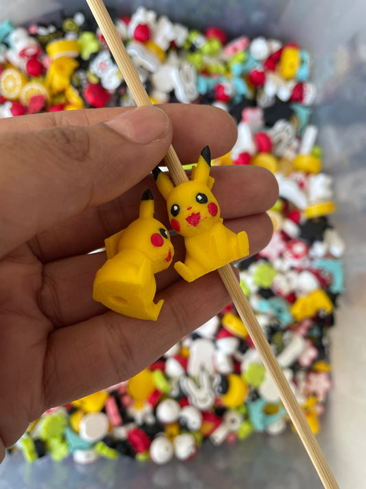 3D14 - 3D Printed Pokemon Pikachu  Beads (Pack of 2) - ClartStudios - Polymer clay Jewellery