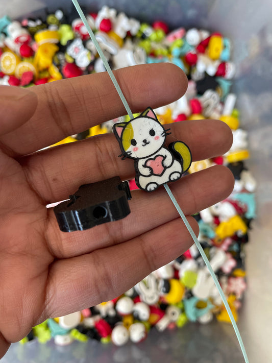 3D15 - 3D Printed Pokemon Cat Beads (Pack of 2) - ClartStudios - Polymer clay Jewellery