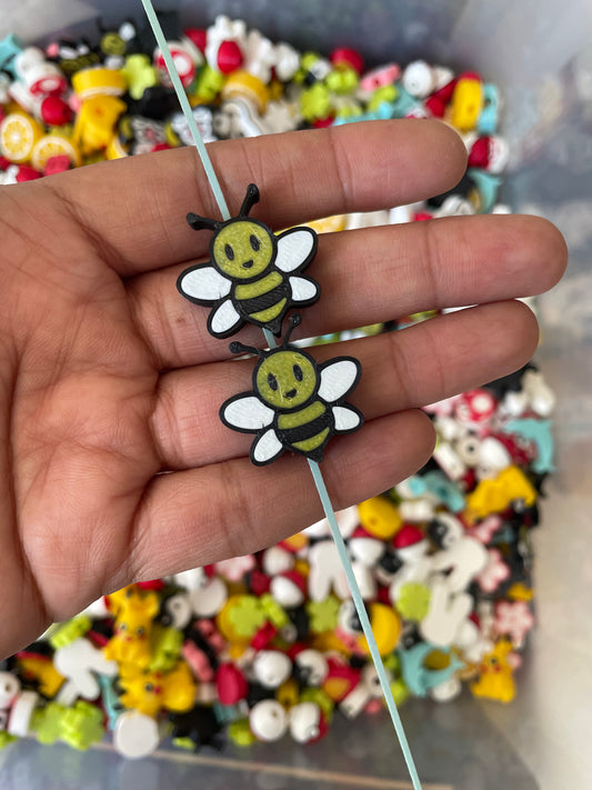 3D17 - 3D Printed Honey Bee Beads (Pack of 2) - ClartStudios - Polymer clay Jewellery