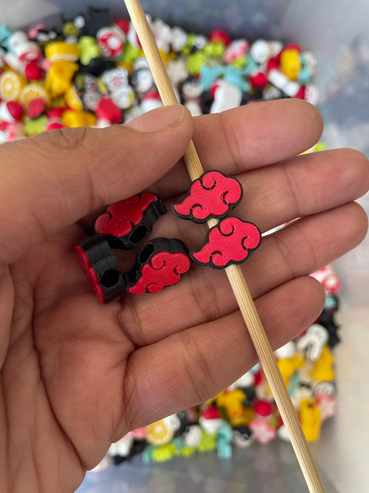 3D18 - 3D Printed Akatsuki Red Cloud Beads (Pack of 5) - ClartStudios - Polymer clay Jewellery
