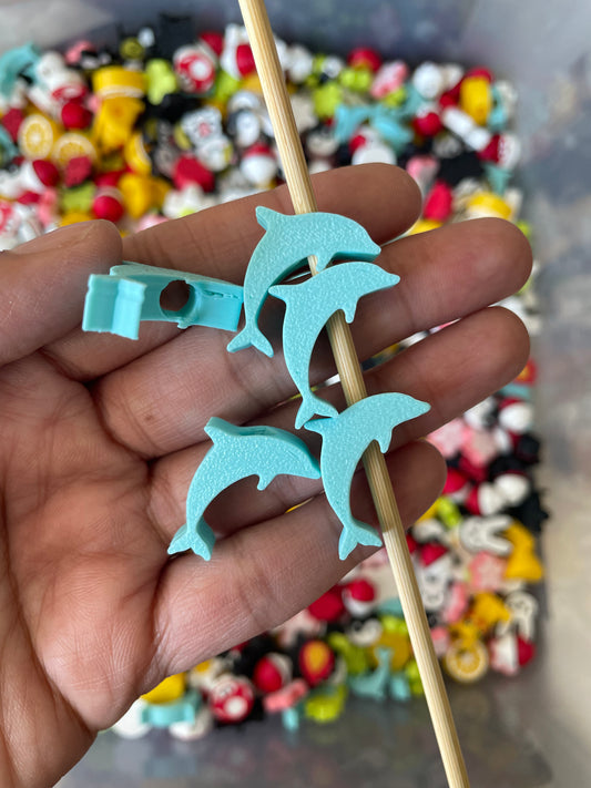 3D21 - 3D Printed Blue Dolphin Beads (Pack of 5) - ClartStudios - Polymer clay Jewellery