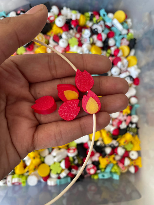 3D24 - 3D Printed Fire Calcifer Beads (Pack of 5) - ClartStudios - Polymer clay Jewellery