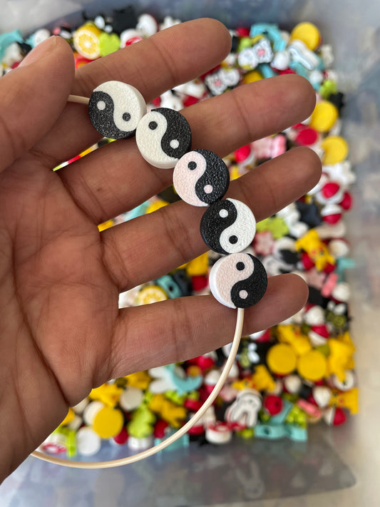 3D25 - 3D Printed Ying Yang Beads (Pack of 5) - ClartStudios - Polymer clay Jewellery