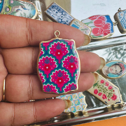 Resin Abstract Motif Earring Charms: Vintage Style Pendants (4-5 day Dispatch) - ClartStudios - Polymer clay Jewellery