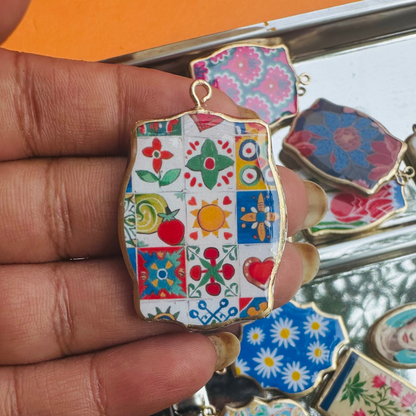 Resin Abstract Motif Earring Charms: Vintage Style Pendants (4-5 day Dispatch) - ClartStudios - Polymer clay Jewellery
