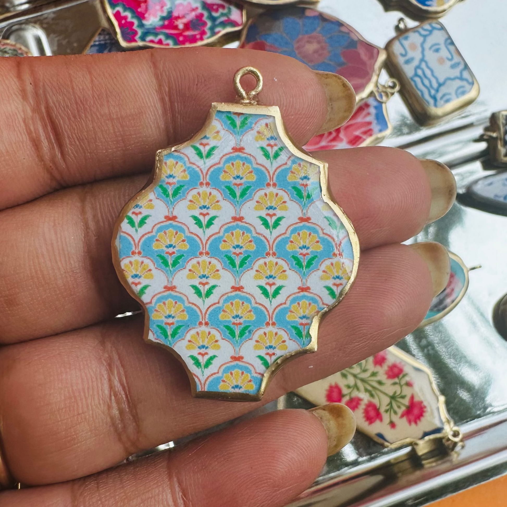 Resin Abstract Motif Earring Charms: Vintage Style Pendants (4-5 day Dispatch) - ClartStudios - Polymer clay Jewellery