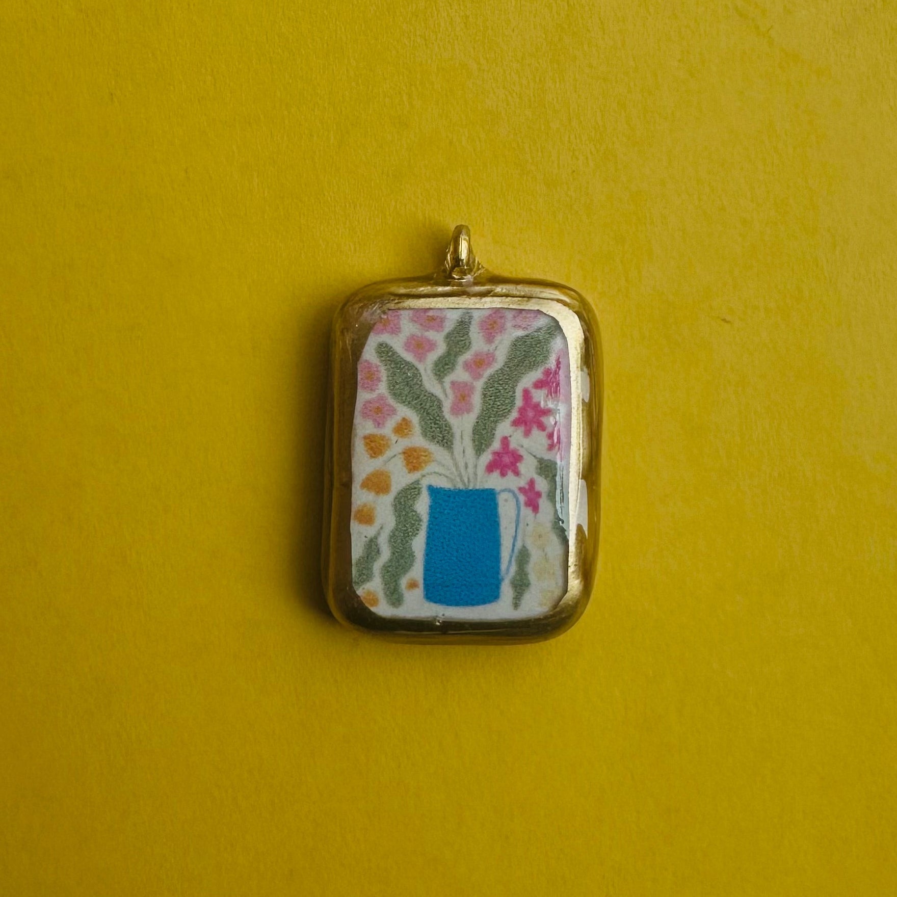 Boho Flower Pot - Cold Porcelain Charms Pendant  (Dispatch Time 4-5 days) - ClartStudios - Polymer clay Jewellery
