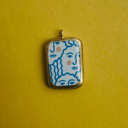 Boho Face - Cold Porcelain Charms Pendant  (Dispatch Time 4-5 days) - ClartStudios - Polymer clay Jewellery