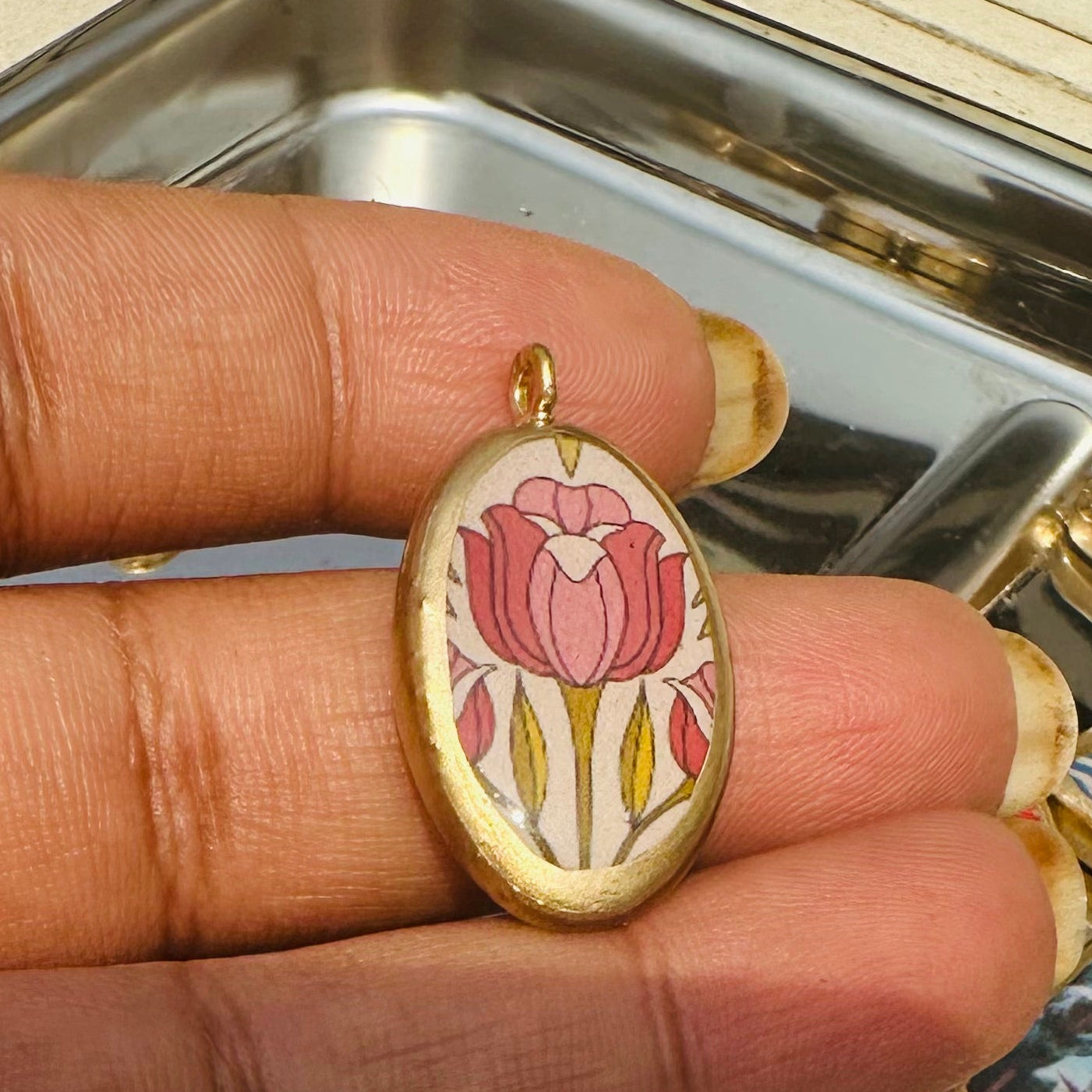 PO11- Stain-glass Inspired Flower - Cold Porcelain Charms Pendant (Dispatch in 7-9 Days) - ClartStudios - Polymer clay Jewellery