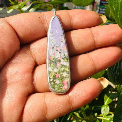 PC05 - Lilac Blossom - Cold Porcelain Charms Pendant  (Dispatch Time 4-5 days) - ClartStudios - Polymer clay Jewellery