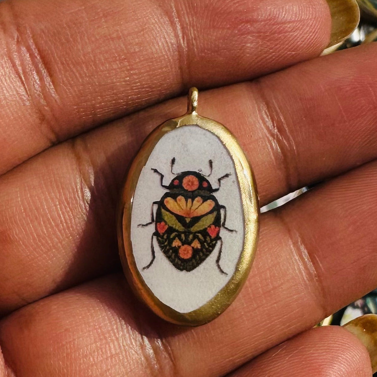 PC28 - Boho Insect - Cold Porcelain Charms Pendant  (Dispatch Time 4-5 days) - ClartStudios - Polymer clay Jewellery