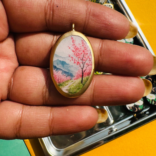 PC14 - Blossom Garden - Cold Porcelain Charms Pendant  (Dispatch Time 4-5 days) - ClartStudios - Polymer clay Jewellery