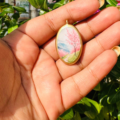PC14 - Blossom Garden - Cold Porcelain Charms Pendant  (Dispatch Time 4-5 days) - ClartStudios - Polymer clay Jewellery