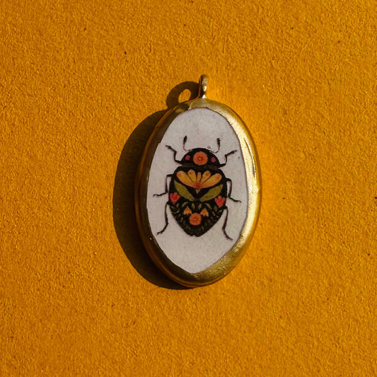 PC28 - Boho Insect - Cold Porcelain Charms Pendant  (Dispatch Time 4-5 days) - ClartStudios - Polymer clay Jewellery