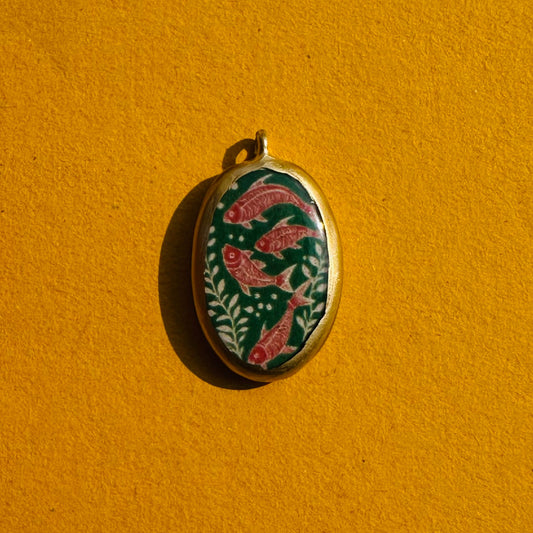 PC03 - Vintage Pond - Cold Porcelain Charms Pendant  (Dispatch Time 4-5 days) - ClartStudios - Polymer clay Jewellery
