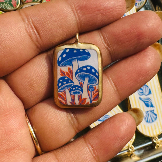 Mushroom - Cold Porcelain Charms Pendant  (Dispatch Time 4-5 days) - ClartStudios - Polymer clay Jewellery