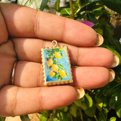 RU10 -  Photo Frame Inspired - Lemons - Charms Pendant (Dispatch Time 4-5 days) - ClartStudios - Polymer clay Jewellery