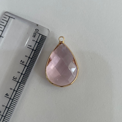 GC04- Bright Pink Big Drop Glass Crystal (1pc) - ClartStudios - Polymer clay Jewellery