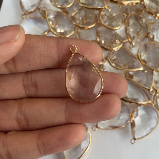 GC05- Clear Big Drop Glass Crystal (1pc) - ClartStudios - Polymer clay Jewellery