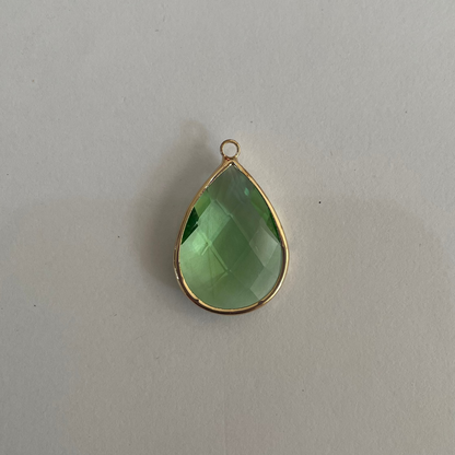 GC08- Fresh Green Big Drop Glass Crystal (1pc) - ClartStudios - Polymer clay Jewellery