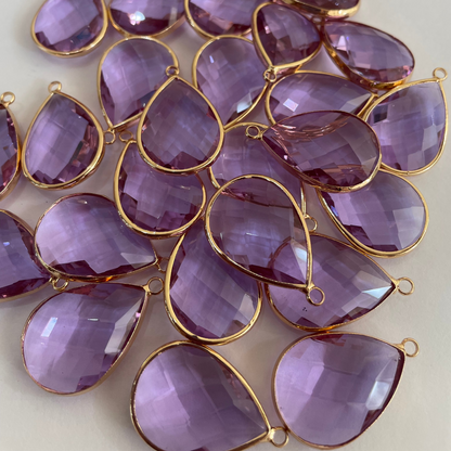 GC07- Lilac Big Drop Glass Crystal (1pc) - ClartStudios - Polymer clay Jewellery