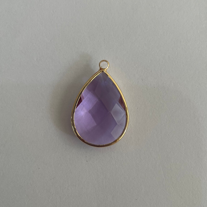 GC07- Lilac Big Drop Glass Crystal (1pc) - ClartStudios - Polymer clay Jewellery