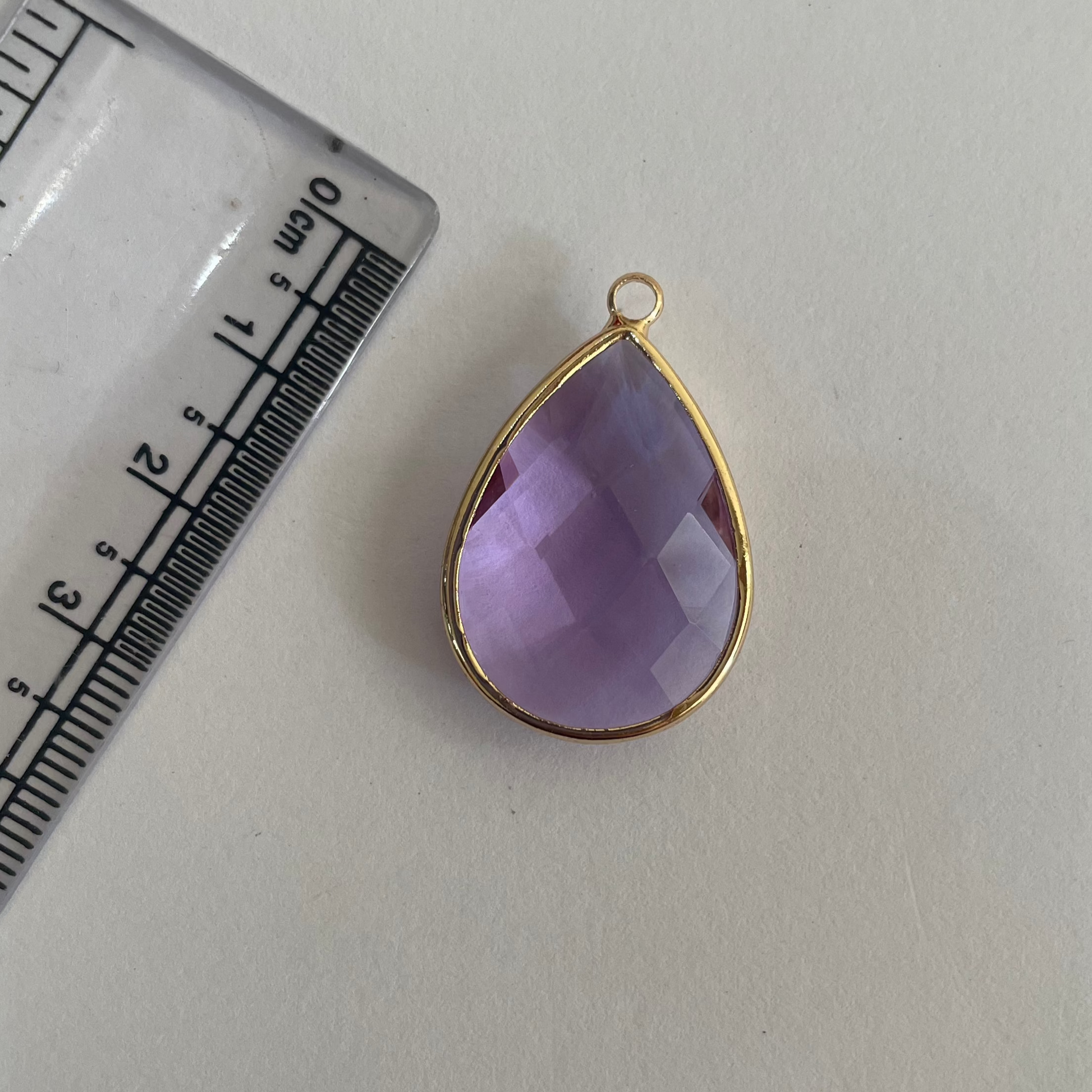 GC07- Lilac Big Drop Glass Crystal (1pc) - ClartStudios - Polymer clay Jewellery