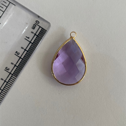 GC07- Lilac Big Drop Glass Crystal (1pc) - ClartStudios - Polymer clay Jewellery