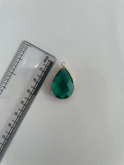 GC09- Emerald Drop Glass Crystal (1pc) - ClartStudios - Polymer clay Jewellery