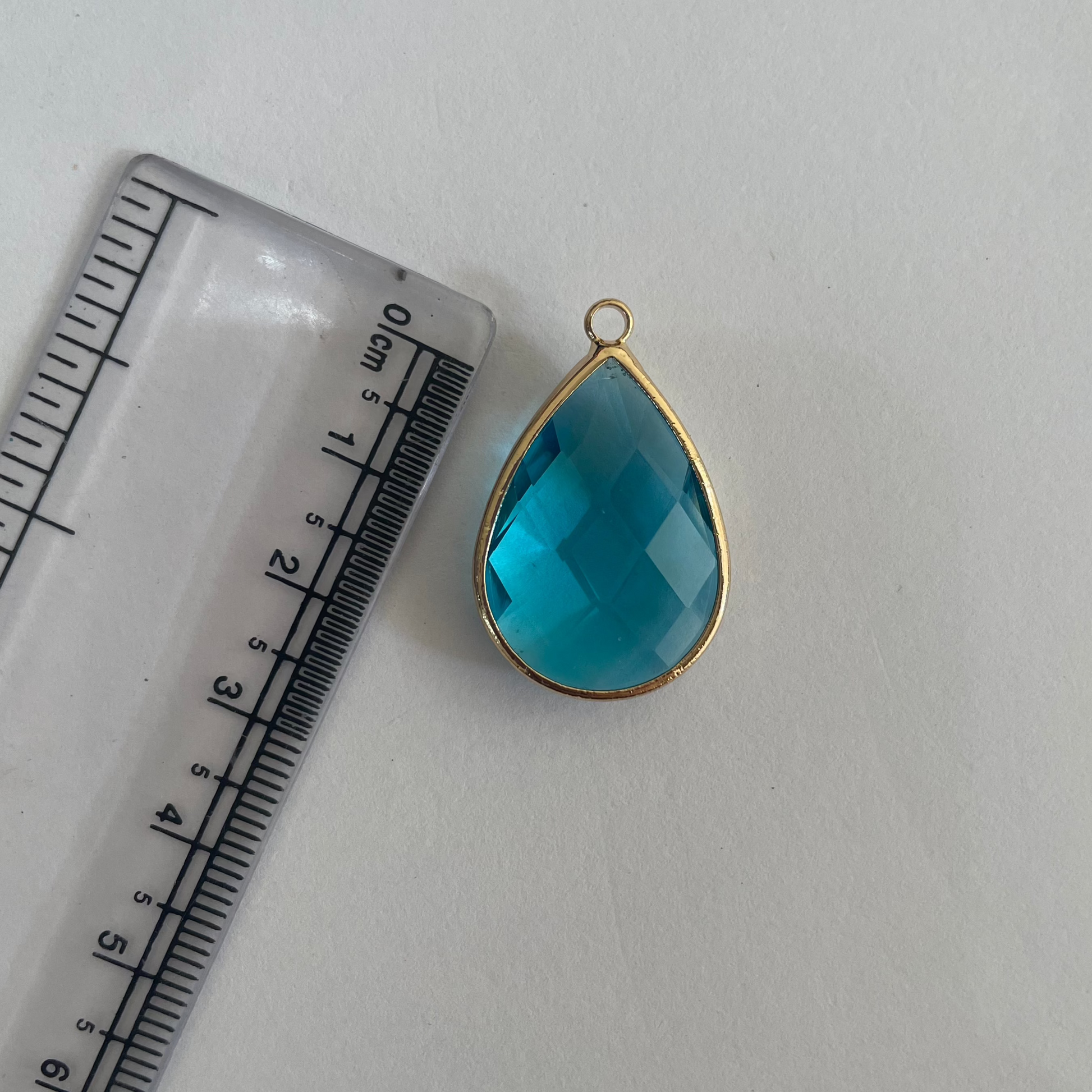 GC06- Fresh Water Blue Big Drop Glass Crystal (1pc) - ClartStudios - Polymer clay Jewellery