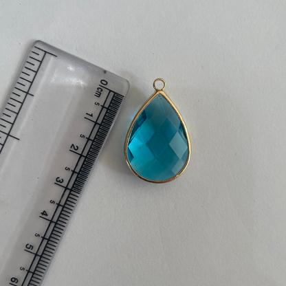 GC06- Fresh Water Blue Big Drop Glass Crystal (1pc) - ClartStudios - Polymer clay Jewellery