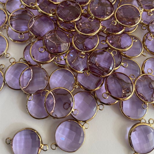 GC61- Lilac Circle Connector Glass Crystal (1pc) - ClartStudios - Polymer clay Jewellery