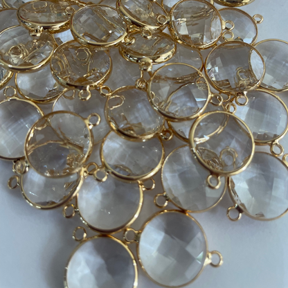 GC63- Clear  Circle Connector Glass Crystal (1pc) - ClartStudios - Polymer clay Jewellery