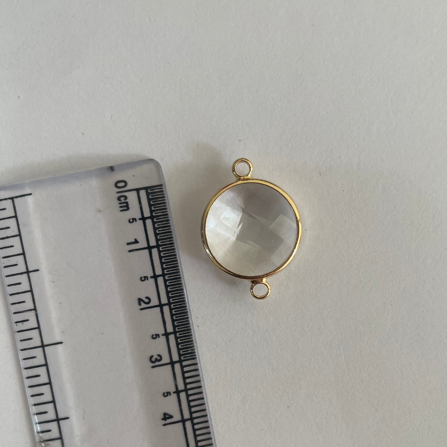 GC63- Clear  Circle Connector Glass Crystal (1pc) - ClartStudios - Polymer clay Jewellery