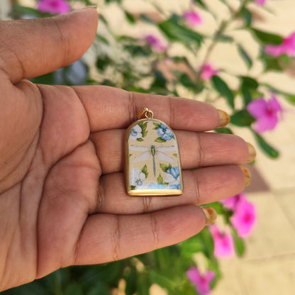 Boho Dragon Fly Pillar Shaped - Cold Porcelain Charms Pendant (With Bail) - ClartStudios - Polymer clay Jewellery