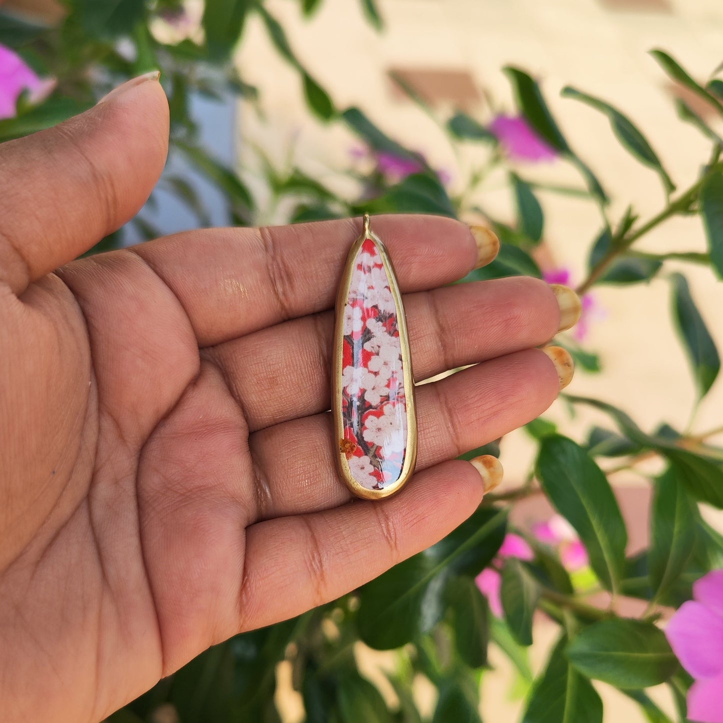 PC29 - Cherry Blossom - Cold Porcelain Charms Pendant  (Dispatch Time 4-5 days) - ClartStudios - Polymer clay Jewellery