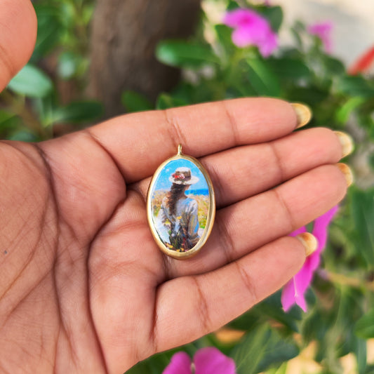Girl In the Garden - Cold Porcelain Charms Pendant  (Dispatch Time 4-5 days) - ClartStudios - Polymer clay Jewellery