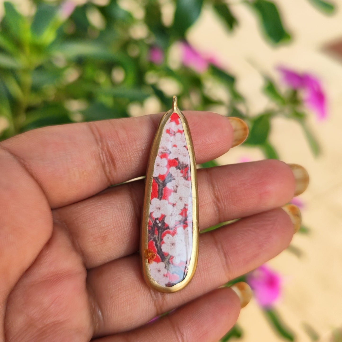 PC29 - Cherry Blossom - Cold Porcelain Charms Pendant  (Dispatch Time 4-5 days) - ClartStudios - Polymer clay Jewellery