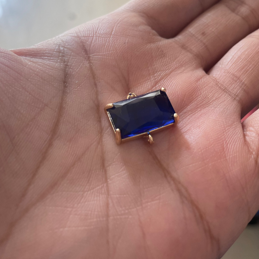 GC27 - Blue Rectangle Glass Crystal (17mm * 16mm) - ClartStudios - Polymer clay Jewellery