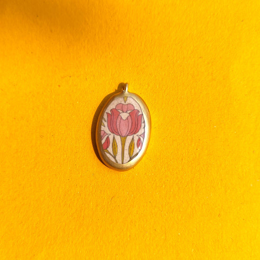 PO11- Stain-glass Inspired Flower - Cold Porcelain Charms Pendant (Dispatch in 7-9 Days) - ClartStudios - Polymer clay Jewellery