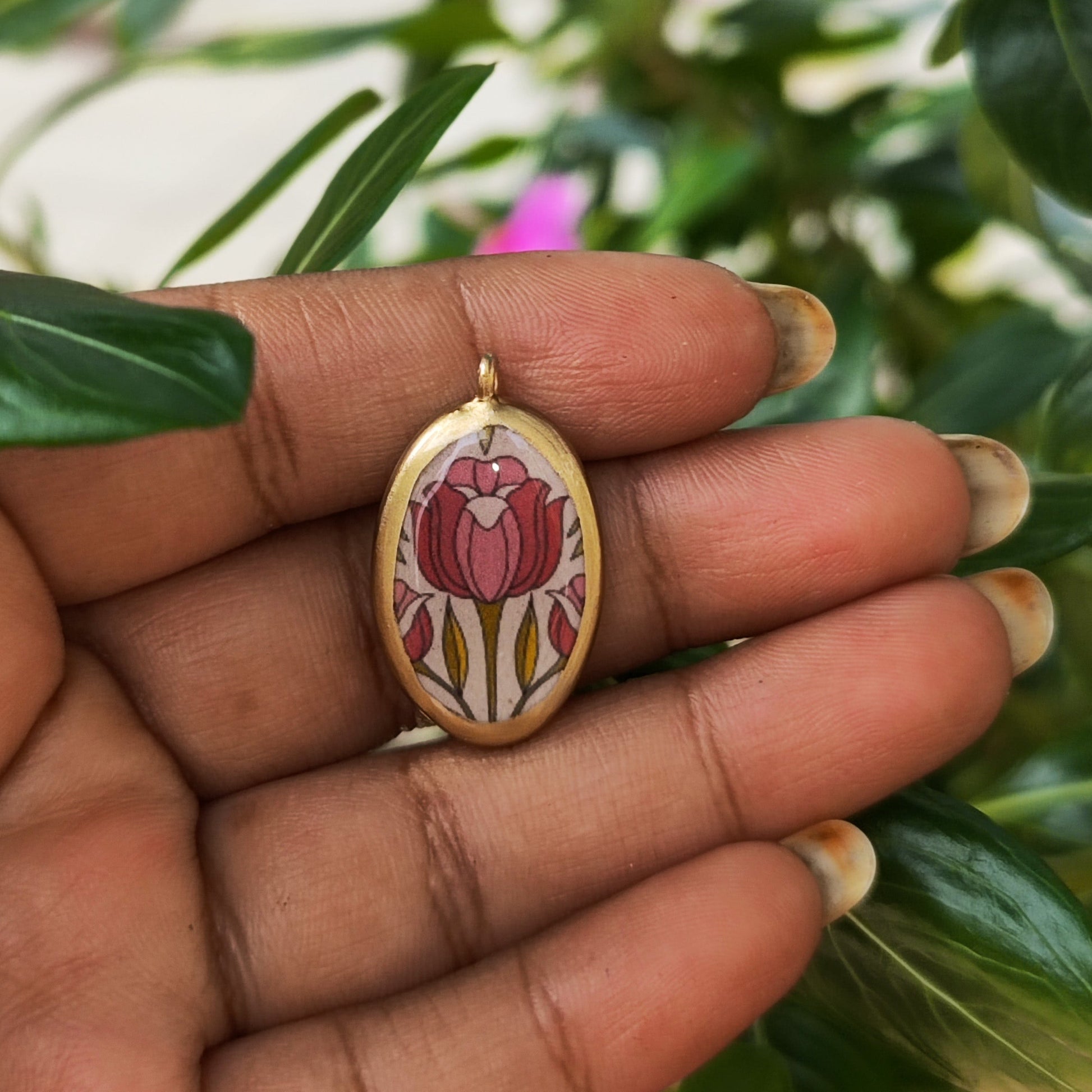 PO11- Stain-glass Inspired Flower - Cold Porcelain Charms Pendant (Dispatch in 7-9 Days) - ClartStudios - Polymer clay Jewellery