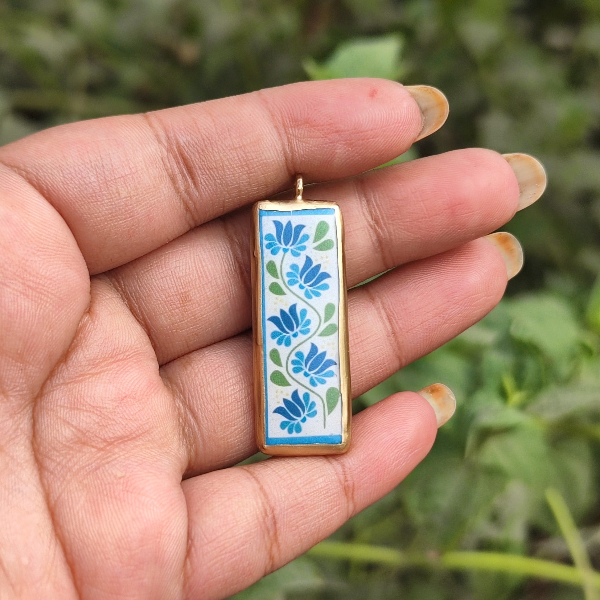 Traditional Flower Motif - Cold Porcelain Charms Pendant  (Dispatch Time 4-5 days) - ClartStudios - Polymer clay Jewellery