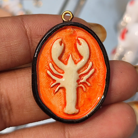 CN 28 - Scorpio Stamp Textured Hand Painted - Handmade Clay Charm - ClartStudios - Polymer clay Jewellery