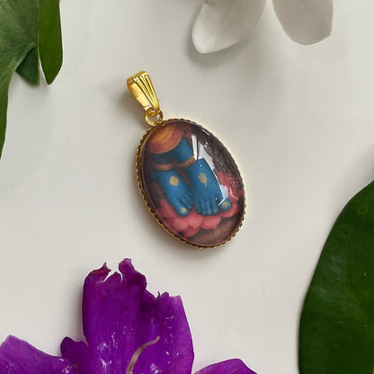 NG04 - Krishna Feet Pendant / Charm (1pc) - ClartStudios - Polymer clay Jewellery