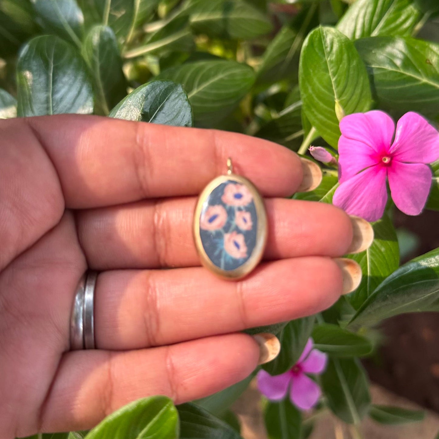 PO13- Peach Flowers - Cold Porcelain Charms Pendant (Dispatch in 7-9 Days) - ClartStudios - Polymer clay Jewellery