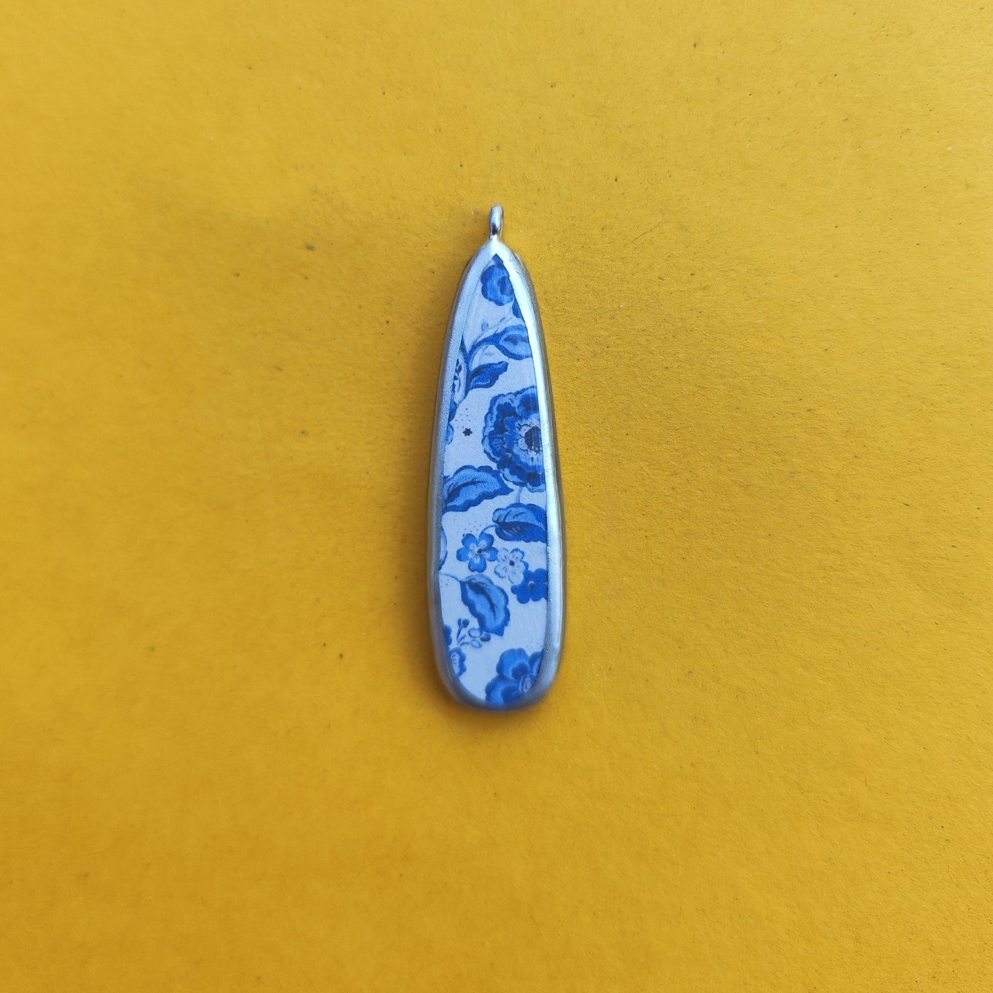 PC15 - Blue Floral Pattern - Cold Porcelain Charms Pendant  (Dispatch Time 4-5 days) - ClartStudios - Polymer clay Jewellery